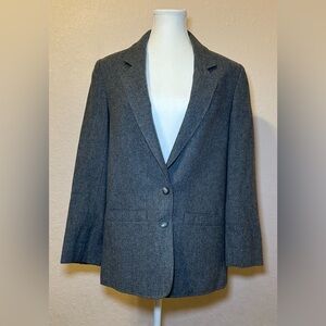 Pendleton vintage 100% virgin wool blazer grey gray 2‎ pockets shoulder pads 8